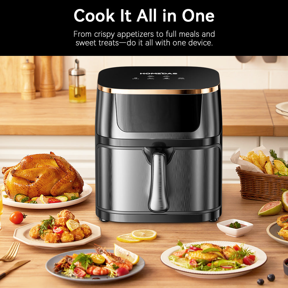 HOMEDAS® 8L 6-in-1 Stainless Steel Air Fryer